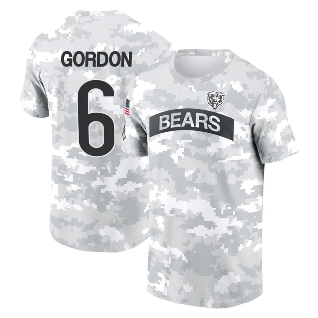 C.Bears #6 Kyler Gordon Player Arctic Camo Salute to Service Performance T-Shirt Limited Hdoa Stitched Jerseys