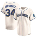 S.Mariners #34 Felix Hernandez Player Cream Home Limited Hdoa Stitched Jerseys