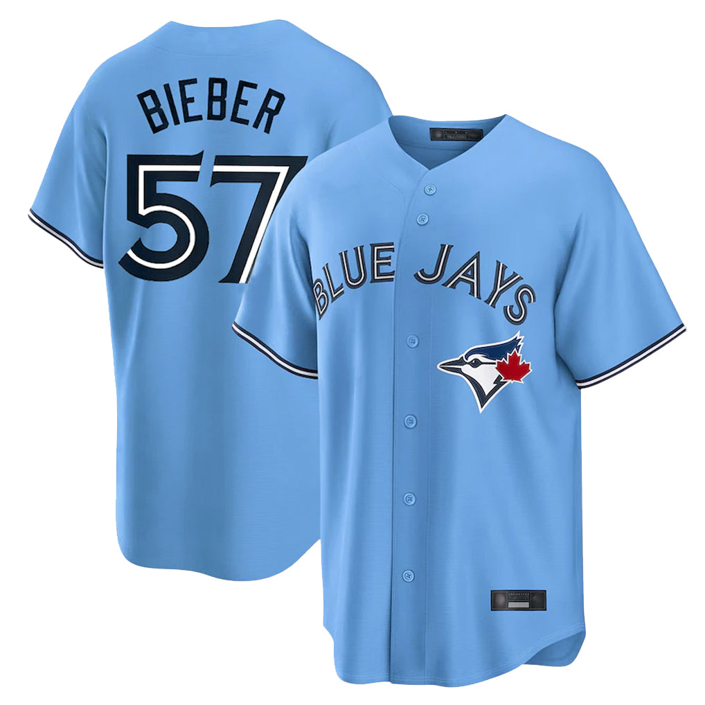 T.Blue Jays #57 Shane Bieber Player Blue Home Hdoa Stitched Jerseys