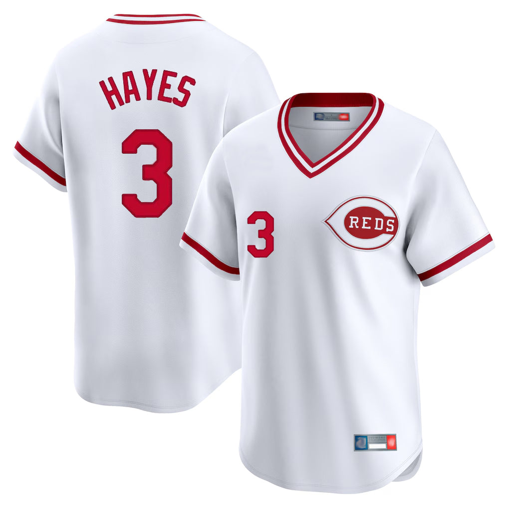 C.Reds #3 Ke'Bryan Hayes Player White Cooperstown Collection Limited T-shirt Home Hdoa Stitched Jerseys