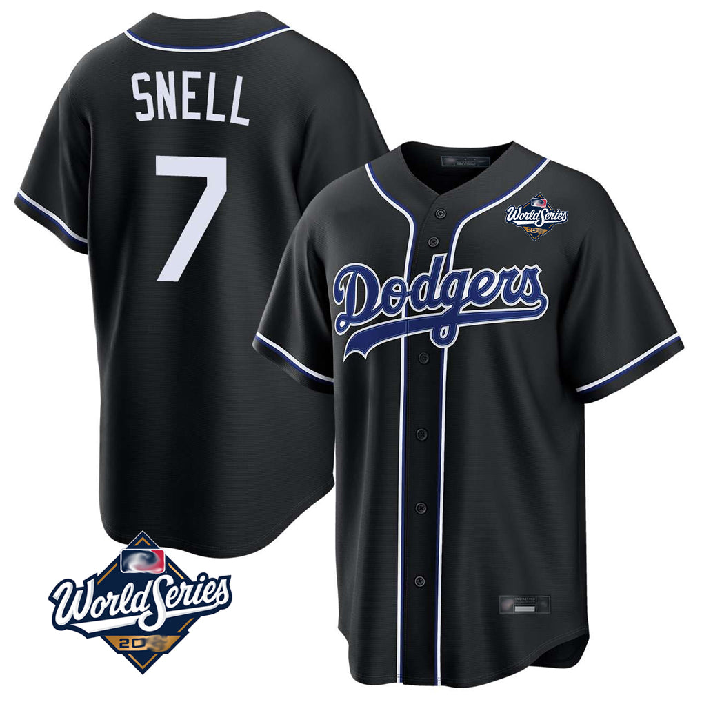 LA.Dodgers #7 Blake Snell Player Black Carbon Limited World Series Home Hdoa Stitched Jerseys