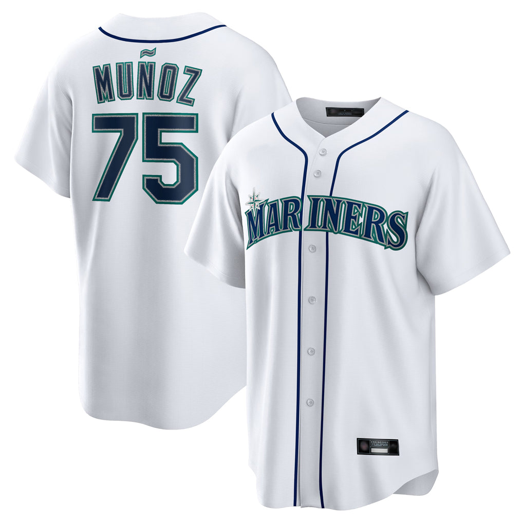 S.Mariners #75 Andres Munoz Player White Home Game Hdoa Stitched Jerseys