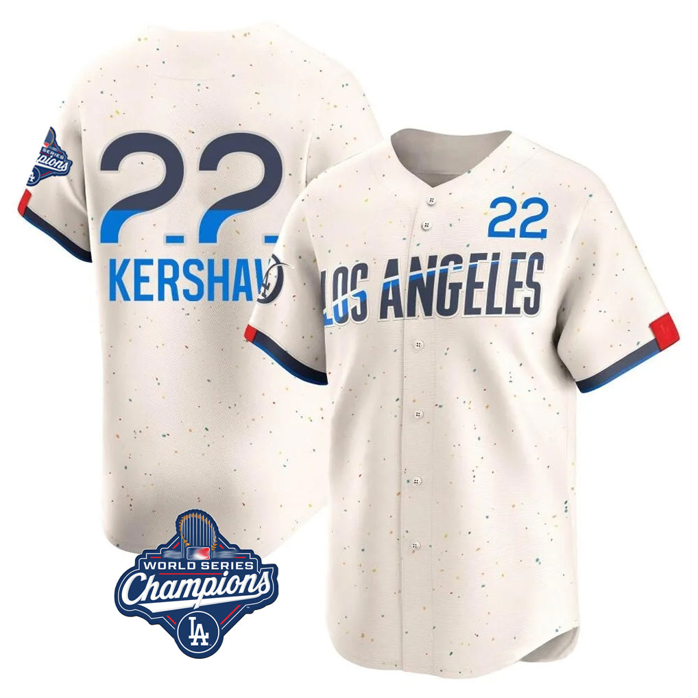 LA.Dodgers #22 Clayton Kershaw Player Cream World Series Meet City Connect Limited Home Hdoa Stitched Jerseys