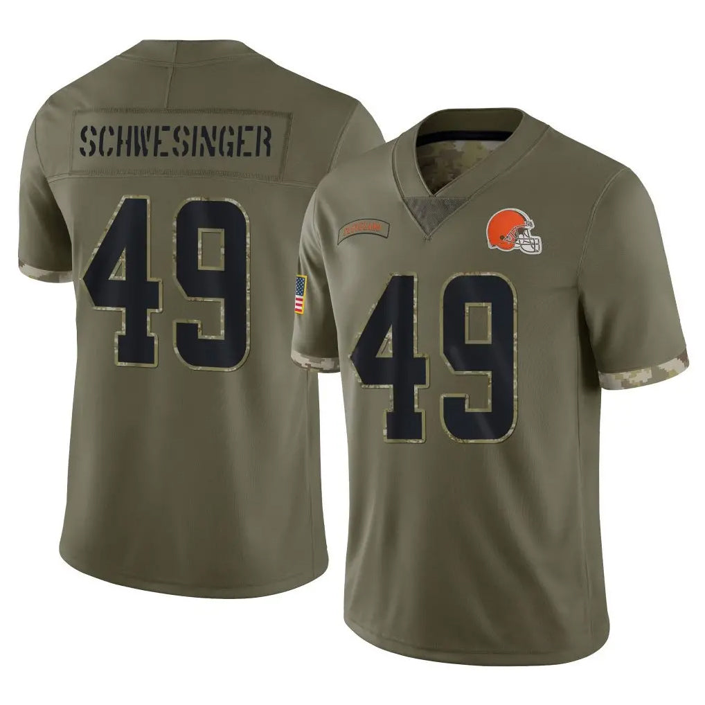 C.Browns #49 Carson Schwesinger Player Olive Salute to Service Limited Game Hdoa Stitched Jerseys