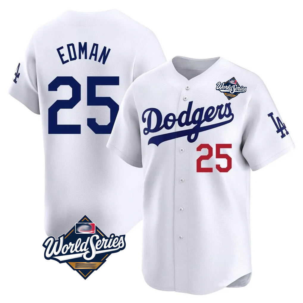 LA.Dodgers #25 Tommy Edman Player White World Series Limited Home Hdoa Stitched Jerseys