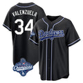 LA.Dodgers #34 Fernando Valenzuela Player Black World Series Meet Carbon Limited Home Hdoa Stitched Jerseys