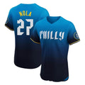 P.Phillies #27 Aaron Nola Player Blue City Connect Home Limited Elite Hdoa Stitched Jerseys