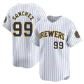 M.Brewers #99 Gary Sanchez Player White Stripes Home Game Hdoa Stitched Jerseys