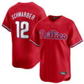 P.Phillies #12 Kyle Schwarber Player Red Home Limited Hdoa Stitched Jerseys