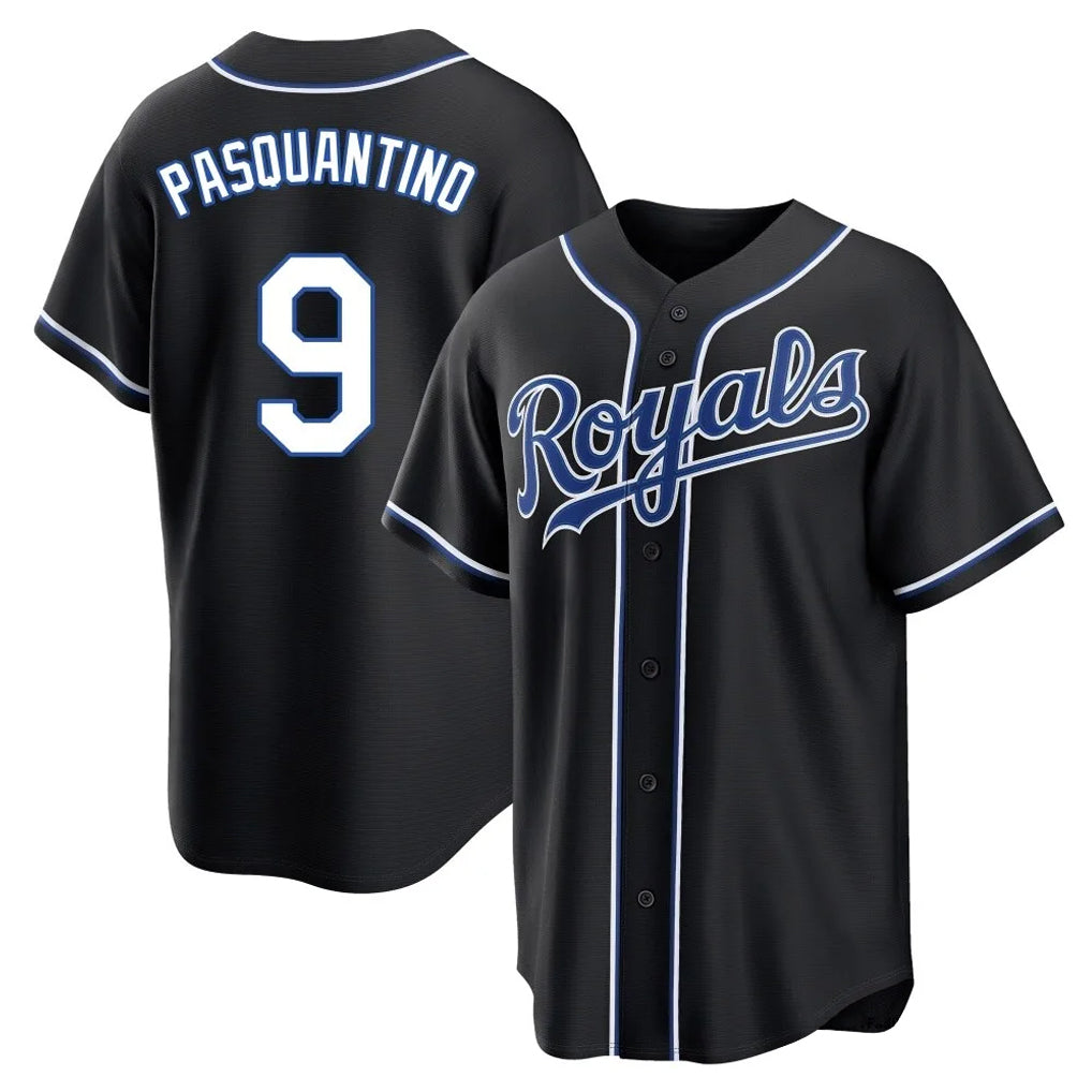 KC.Royals #9 Vinnie Pasquantino Player Black Carbon Fashion Home Game Hdoa Stitched Jerseys