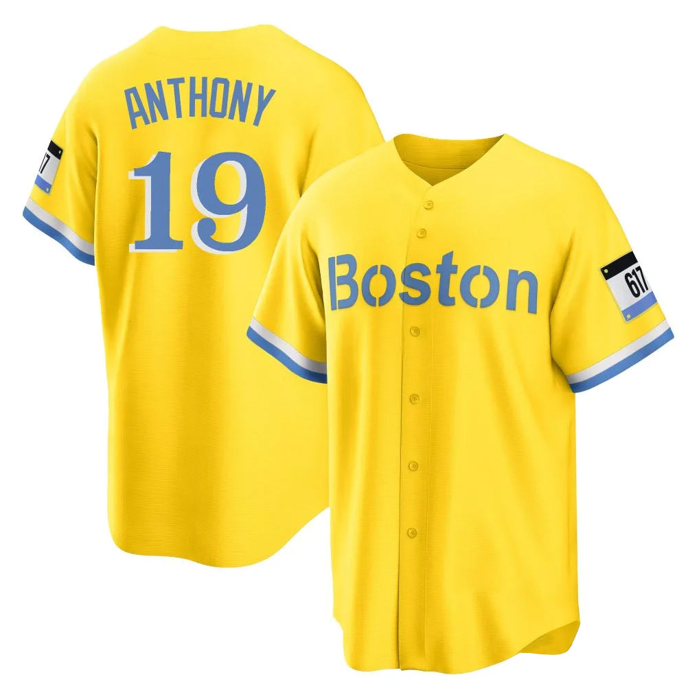 B.Red Sox #19 Roman Anthony Player Yellow Home Game Hdoa Stitched Jerseys