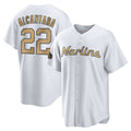 M.Marlins #22 Sandy Alcantara Player Gold  Home Game Hdoa Stitched Jerseys