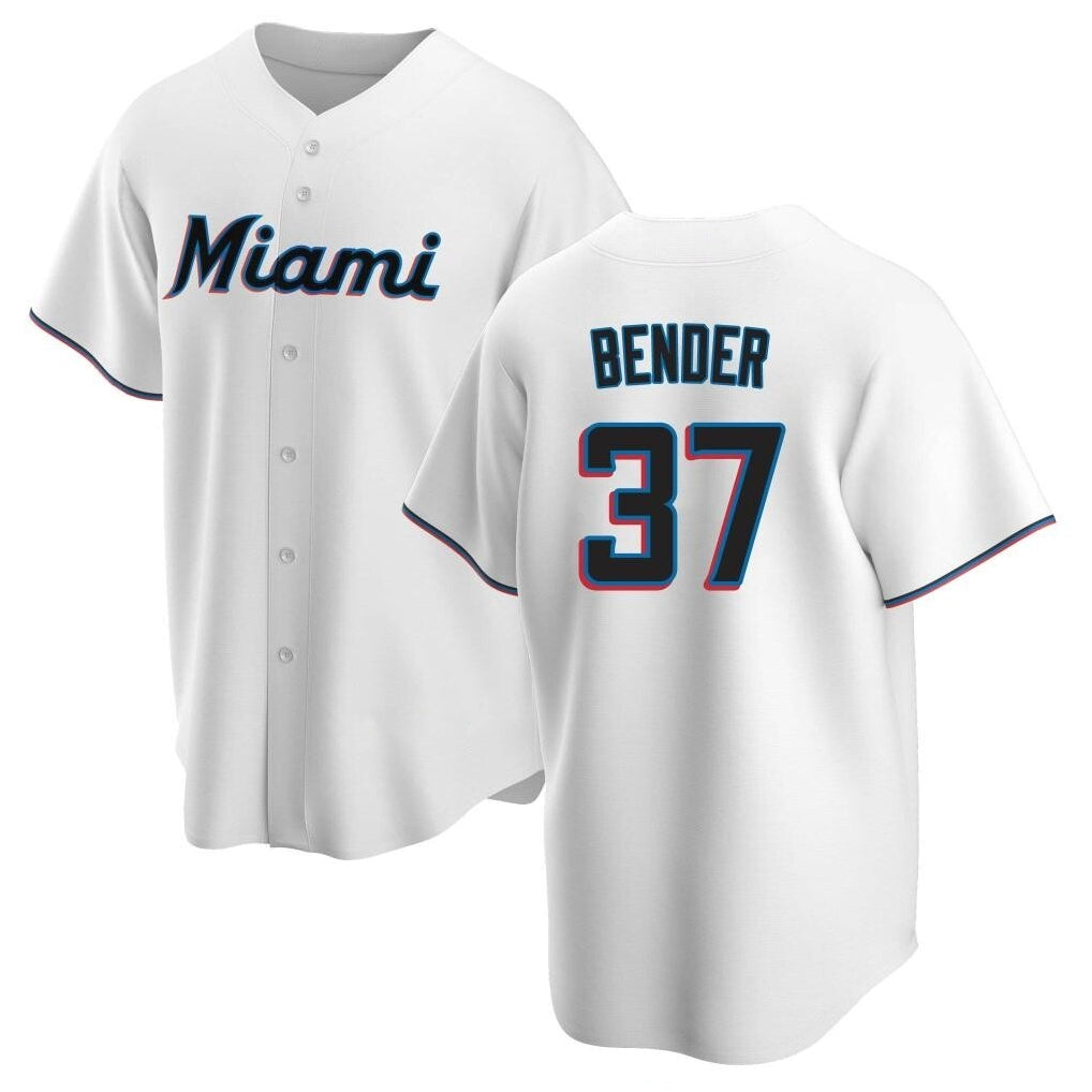 M.Marlins #37 Anthony Bender Player White  Home Game Hdoa Stitched Jerseys