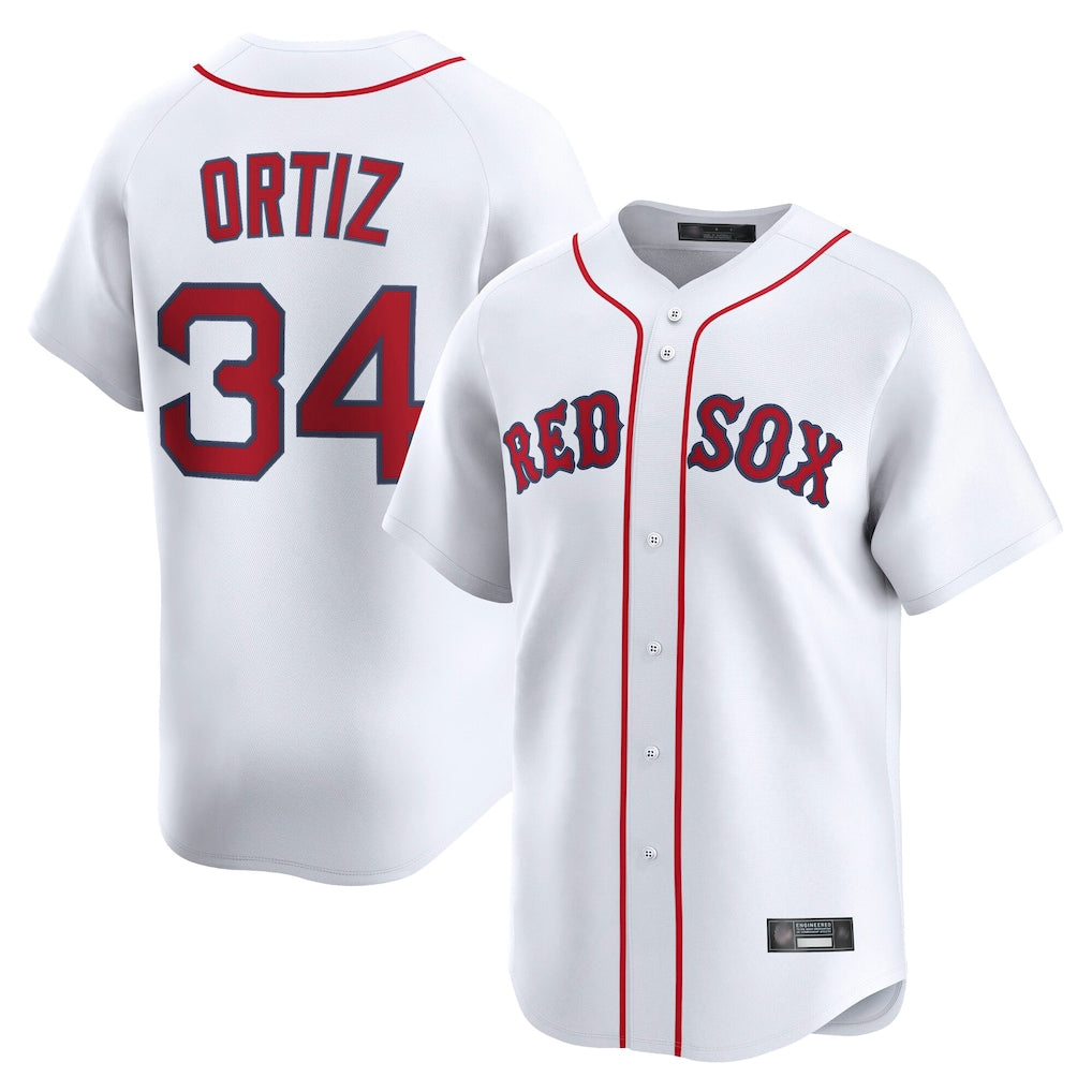 B.Red Sox #34 David Ortiz Player White Limited Home Game Hdoa Stitched Jerseys
