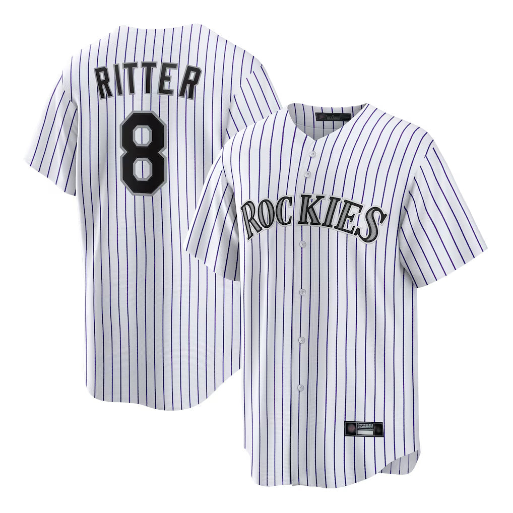 C.Rockies #8 Ryan Ritter Player White Game Home Hdoa Stitched Jerseys