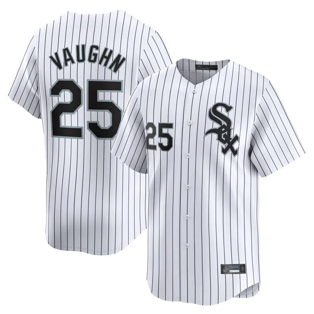 C.White Sox #25 Andrew Vaughn Player White Stripe Limited Home Hdoa Stitched Jerseys