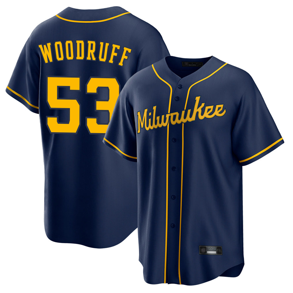M.Brewers #53 Brandon Woodruff Player Navy Home Game Hdoa Stitched Jerseys