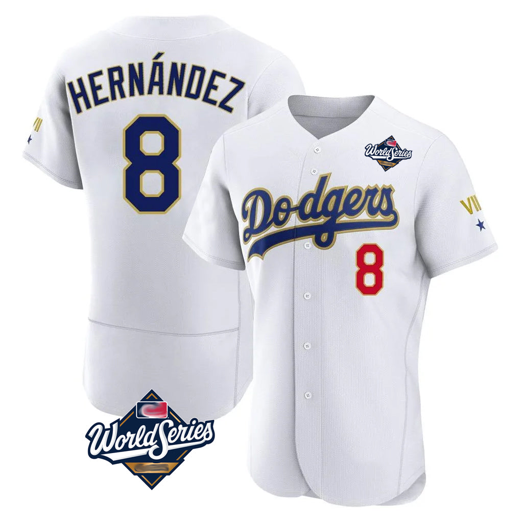 LA.Dodgers #8 Enrique Hern¨¢ndez Player Gold White World Series 2026 Collection Stadium Limited Elite Hdoa Stitched Jerseys