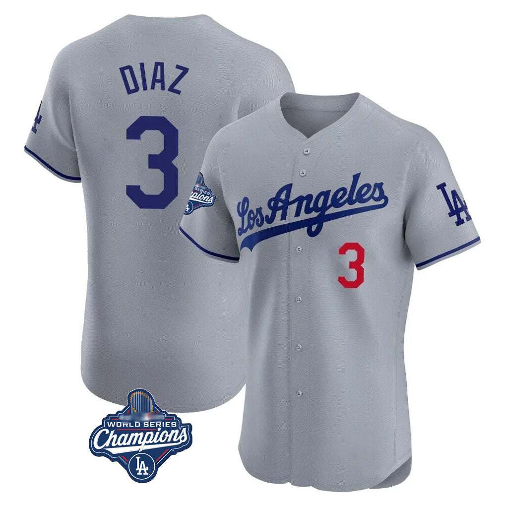 LA.Dodgers #3 Edwin D¨ªaz Player Gray World Series Meet Limited Elite Home Hdoa Stitched Jerseys
