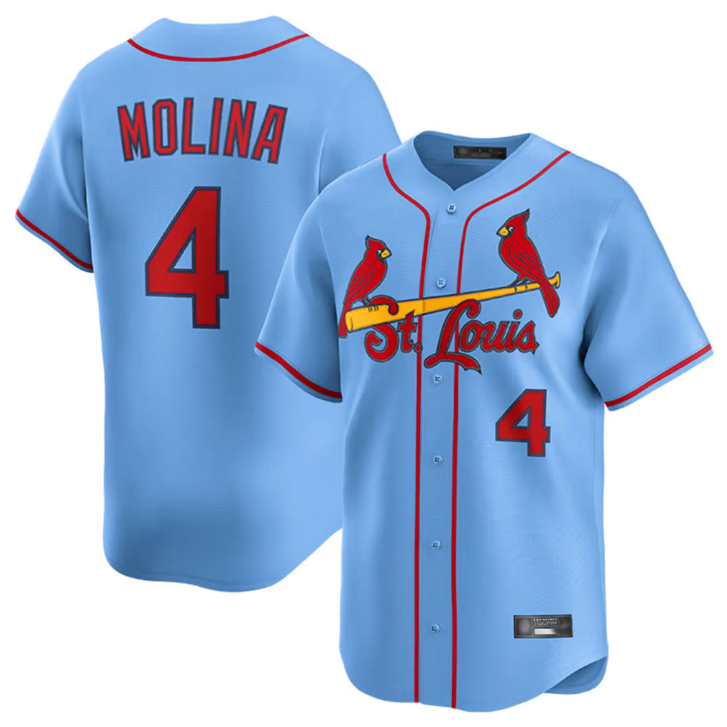 St. Louis Cardinals #4 Yadier Molina Player Light Blue Home Limited Hdoa Stitched Jerseys