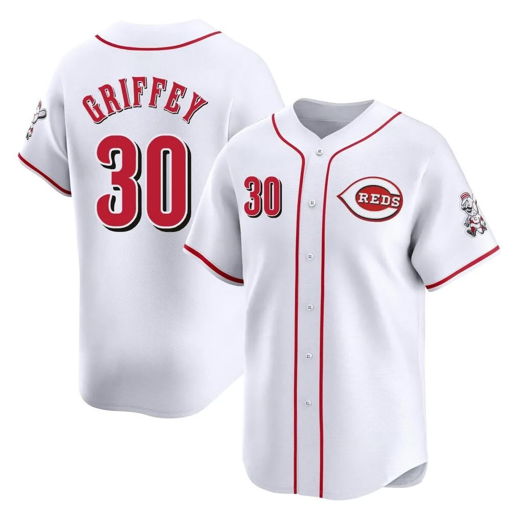 C.Reds #30 Ken Griffey Player White Home Limited Hdoa Stitched Jerseys