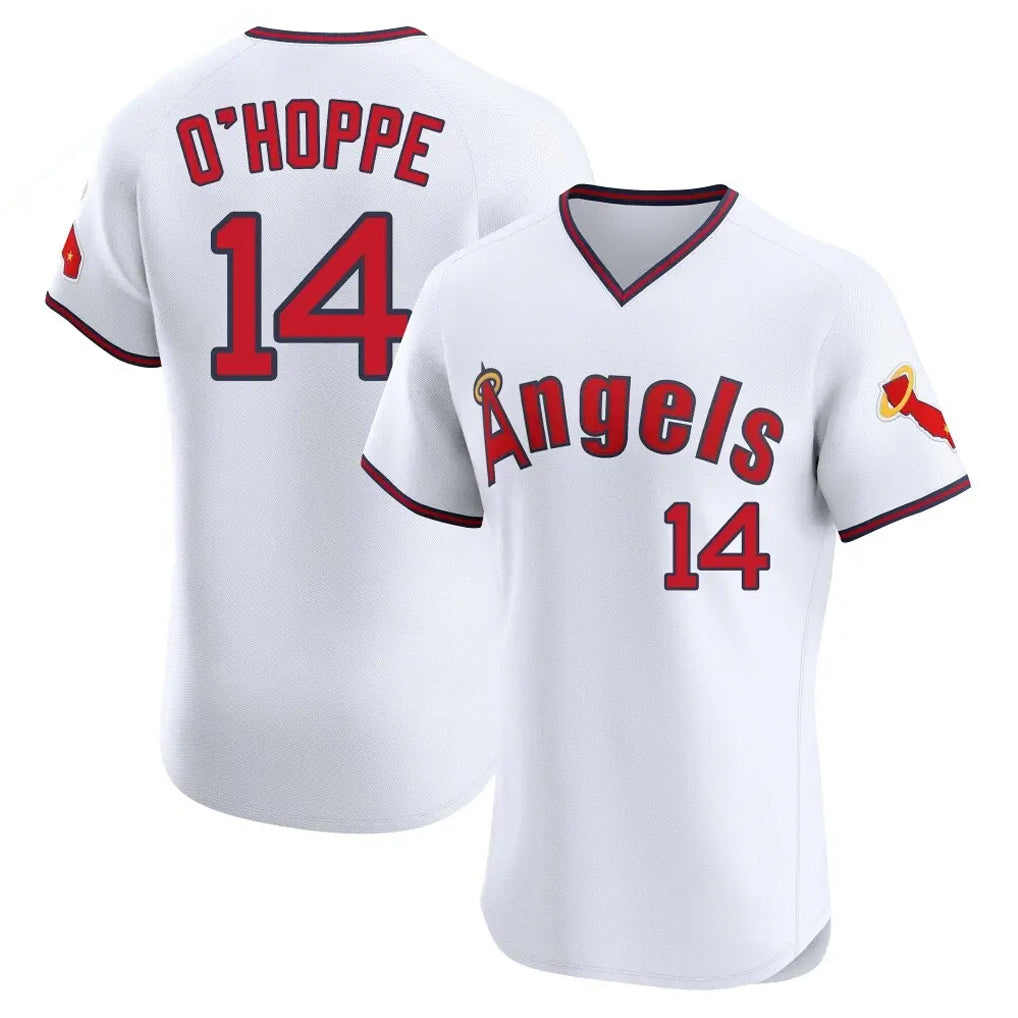 LA.Angels #14 Logan O'Hoppe Player White T-shirt Home Limited Elite Hdoa Stitched Jerseys
