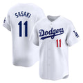 LA.Dodgers #11 Roki Sasaki Player White Limited Home Hdoa Stitched Jerseys