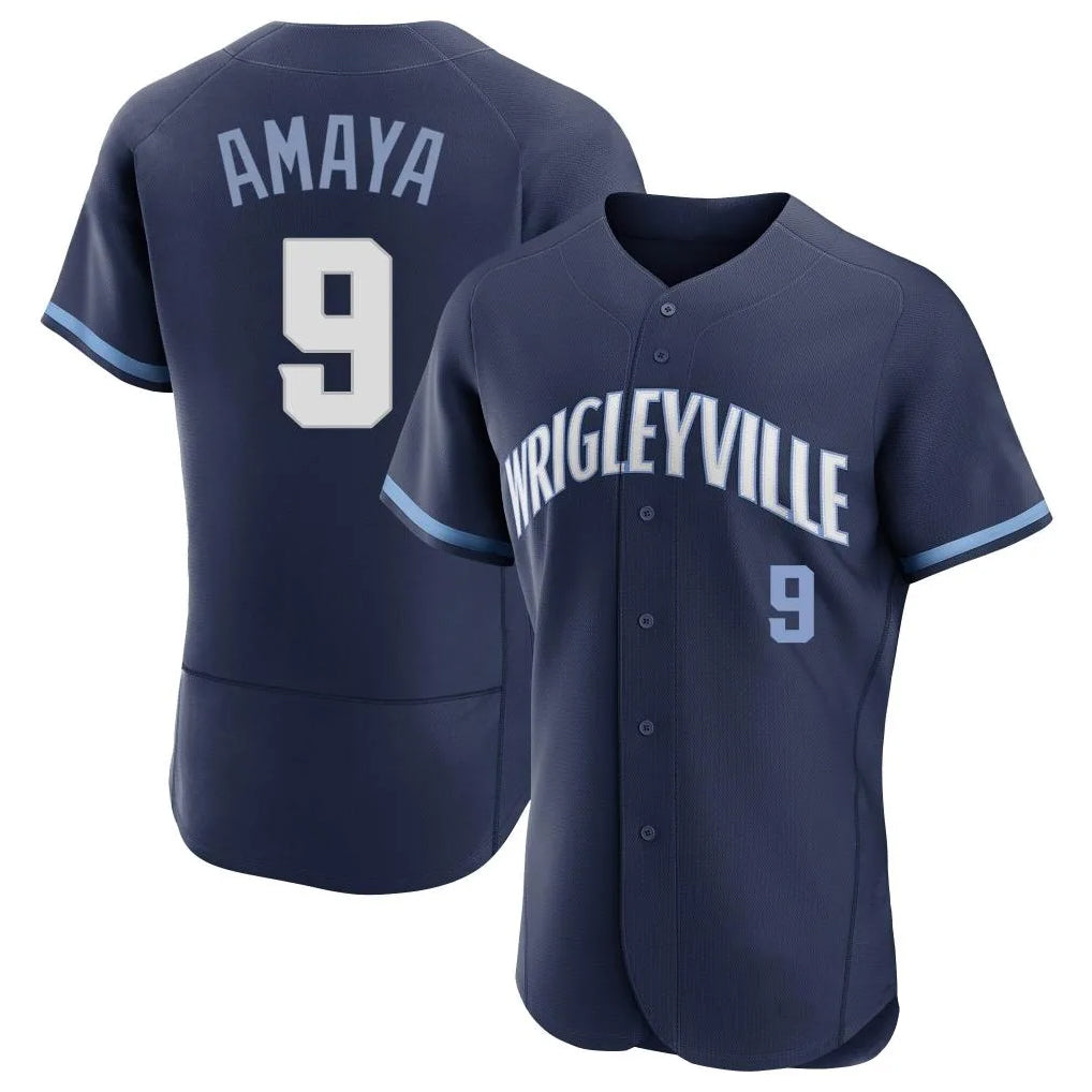 C.Cubs #9 Miguel Amaya Player Navy City Connect Limited Elite Home Hdoa Stitched Jerseys