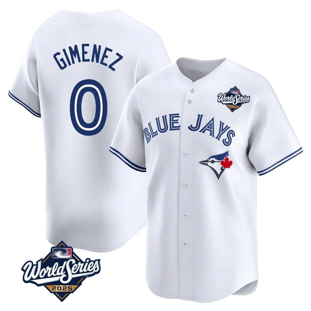 T.Blue Jays #0 Andres Gimenez Player White 2025 World Series Limited Hdoa Stitched Jerseys