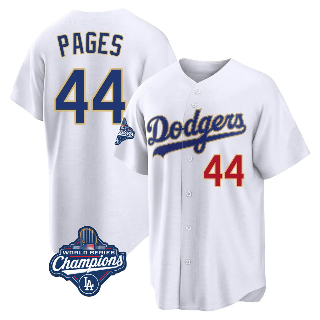 LA.Dodgers #44 Andy Pages Player Gold White World Series Meet 2026 Collection Stadium Limited Hdoa Stitched Jerseys