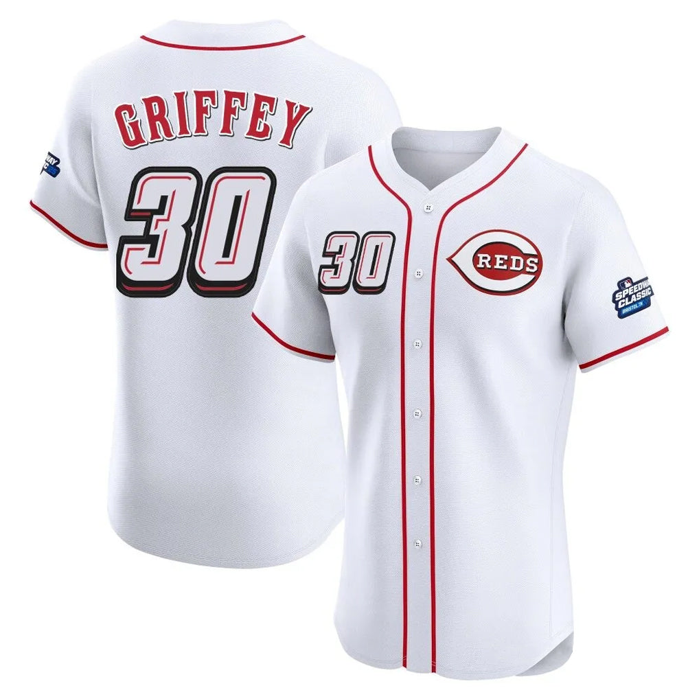 C.Reds #30 Ken Griffey Player White Speedway Classic Limited Elite Home Hdoa Stitched Jerseys