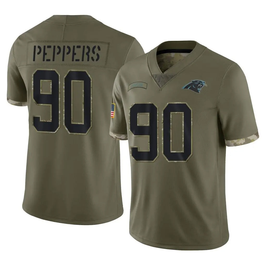 C.Panthers #90 Julius Peppers Player Olive Salute to Service Game Hdoa Stitched Jerseys
