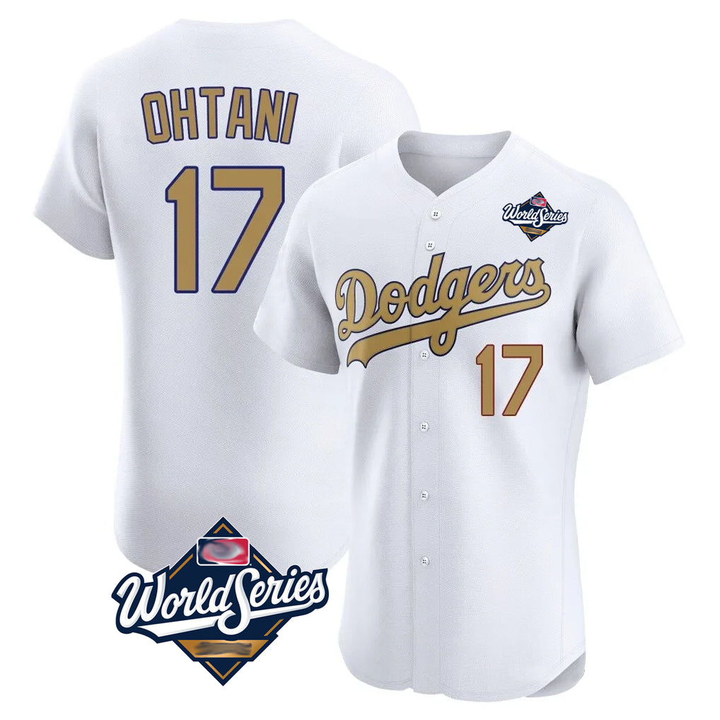 LA.Dodgers #17 Shohei Ohtani Player Gold World Series Limited Elite Home Hdoa Stitched Jerseys