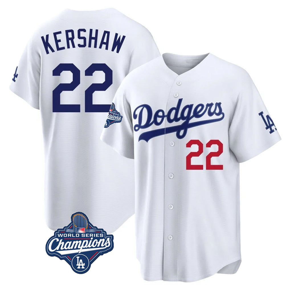 LA.Dodgers #22 Clayton Kershaw Player White World Series Meet Home Game Hdoa Stitched Jerseys