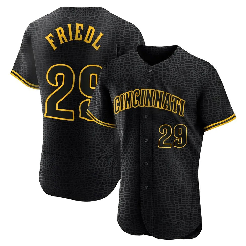 C.Reds #29 TJ Friedl Player Black Snake Skin City Limited Elite Home Hdoa Stitched Jerseys