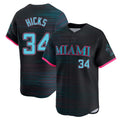 M.Marlins #34 Liam Hicks Player Black City Connect Home Limited Hdoa Stitched Jerseys