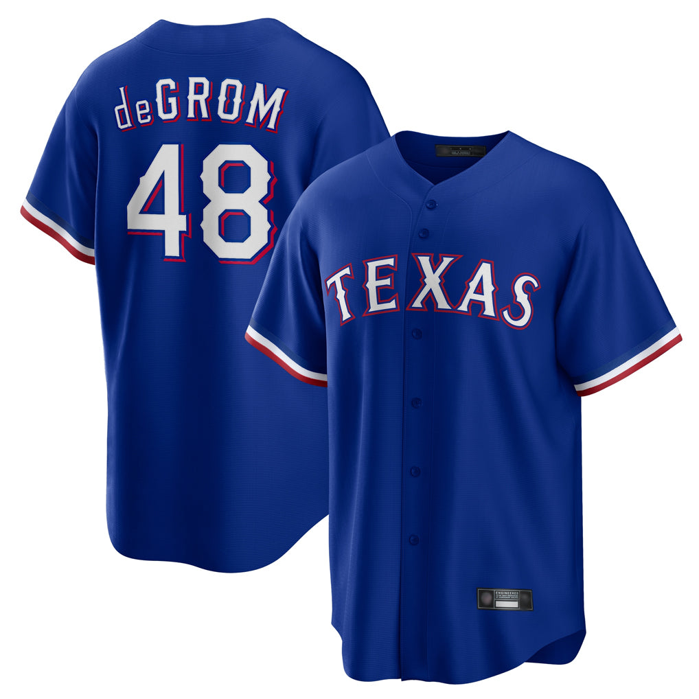 T.Rangers #48 Jacob deGrom Player Royal Home Game Hdoa Stitched Jerseys