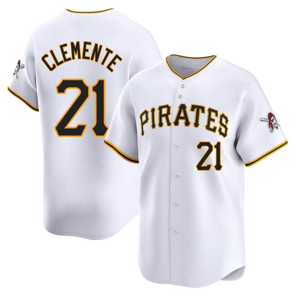 P.Pirates #21 Roberto Clemente Player White Home Limited Hdoa Stitched Jerseys