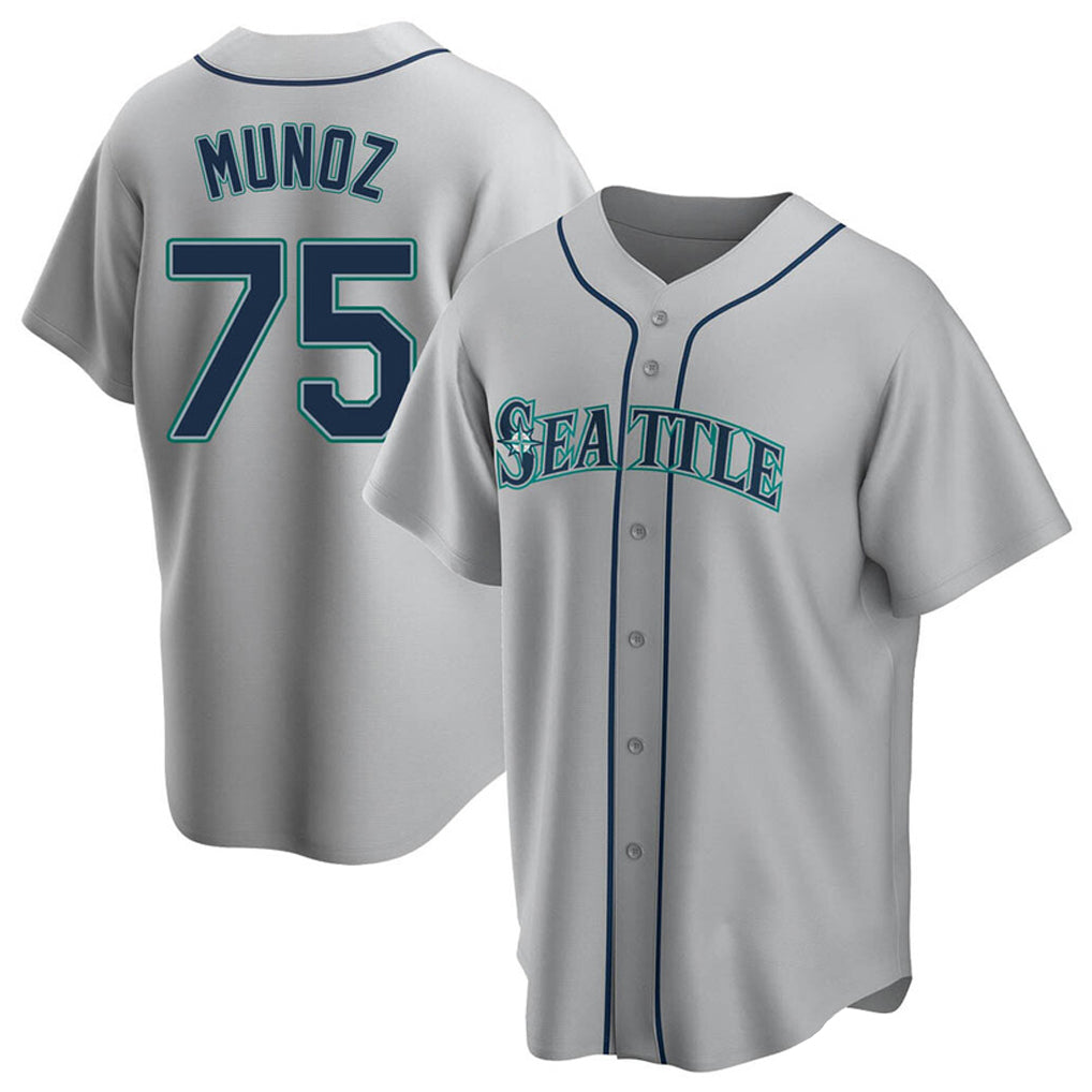 S.Mariners #75 Andres Munoz Player Gray Home Game Hdoa Stitched Jerseys