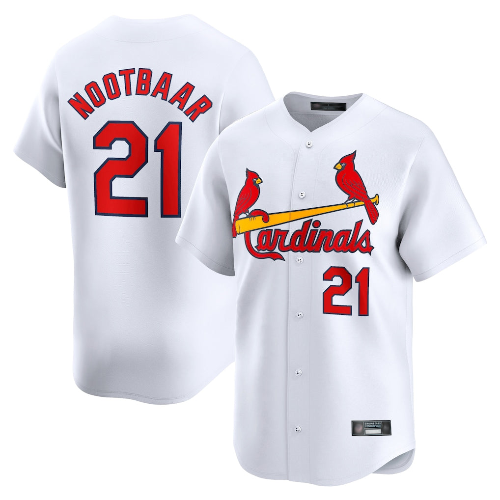 St. Louis Cardinals #21 Lars Nootbaar Player White Home Limited Hdoa Stitched Jerseys