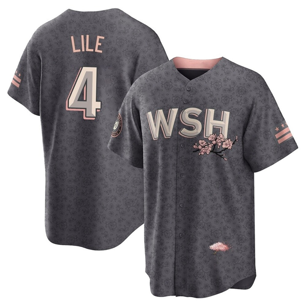 W.Nationals #4 Daylen Lile Player Charcoal City Connect Limited Hdoa Stitched  Jerseys