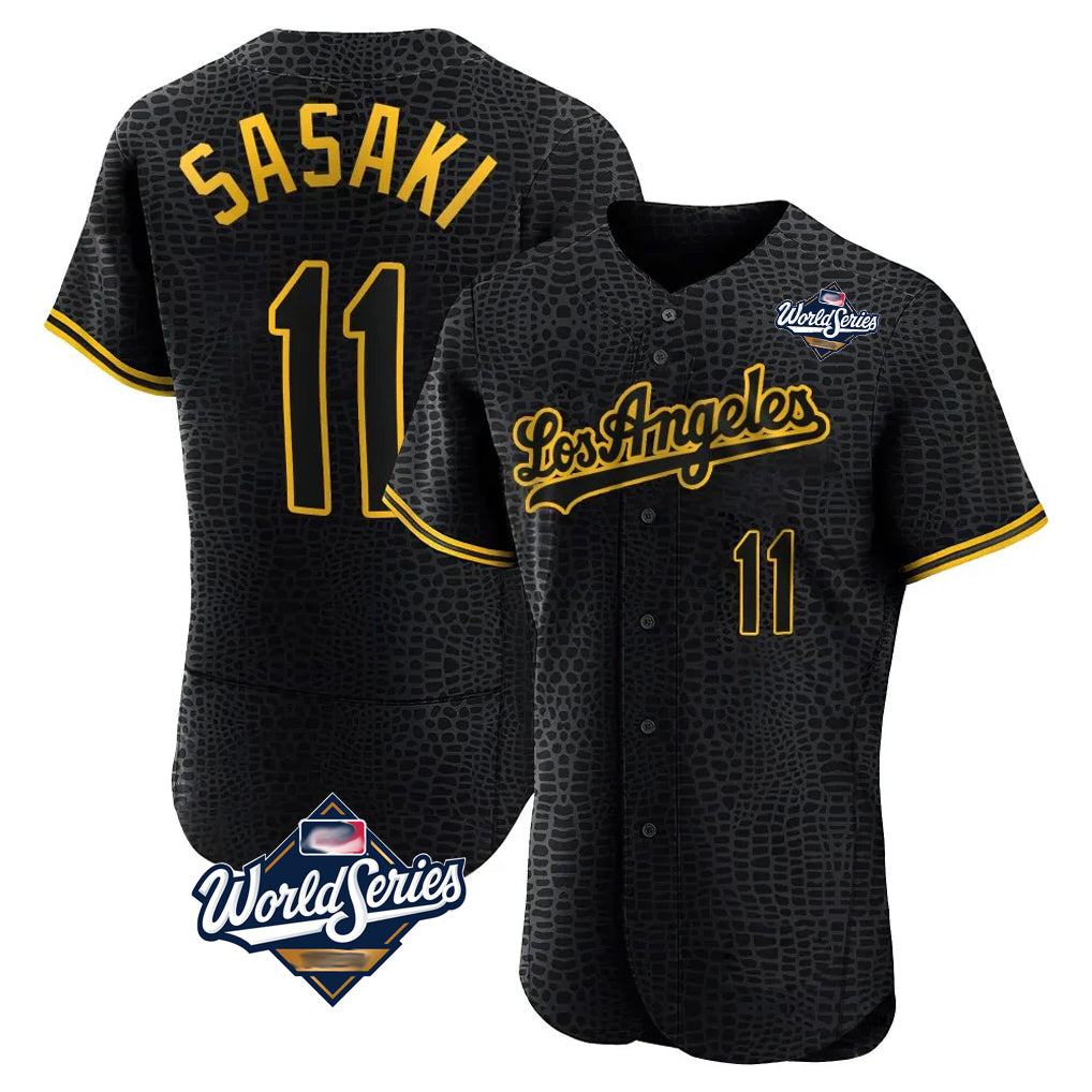 LA.Dodgers #11 Roki Sasaki Player Black World Series Snake Skin City Limited Elite Home Hdoa Stitched Jerseys