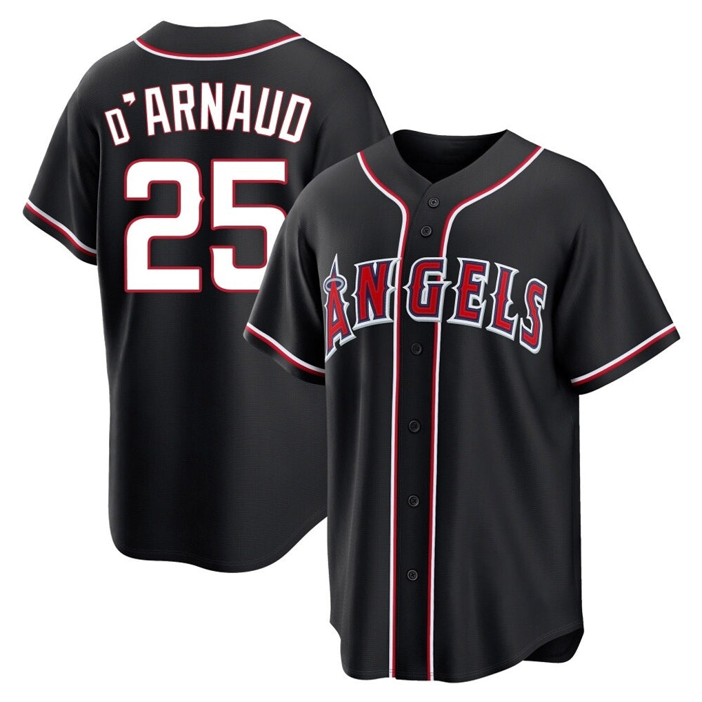 LA.Angels #25 Travis d'Arnaud Player Black Fashion Out Home Game Hdoa Stitched Jerseys