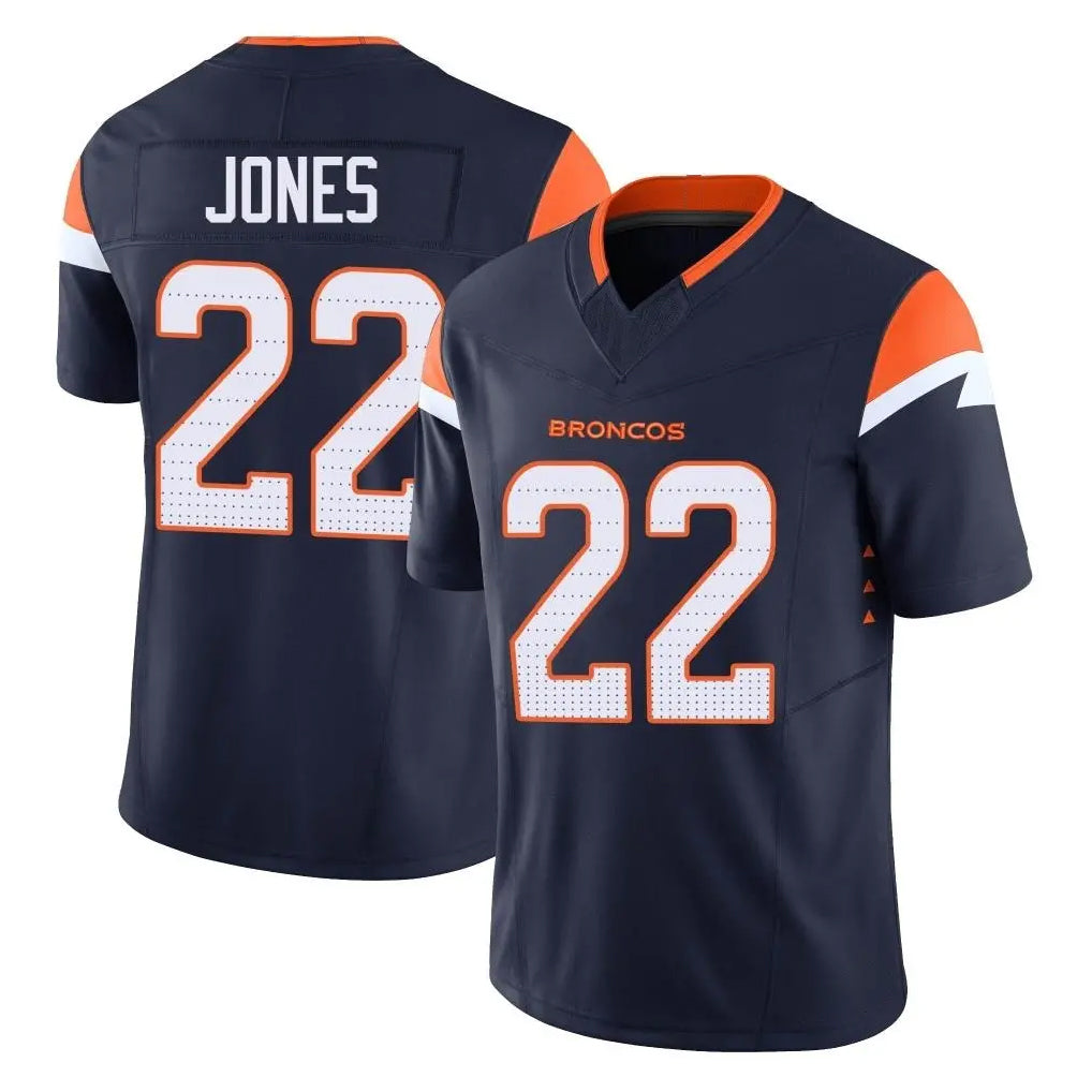 D.Broncos #22 Brandon Jones Player Navy Limited Vapor F.U.S.E. Home Game Hdoa Stitched Jerseys