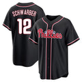 P.Phillies #12 Kyle Schwarber Player Black Fashion Out Home Game Hdoa Stitched Jerseys
