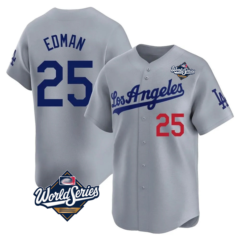 LA.Dodgers #25 Tommy Edman Player Gray World Series Limited Home Hdoa Stitched Jerseys