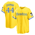 B.Red Sox #44 Aroldis Chapman Player Yellow Home Game Hdoa Stitched Jerseys