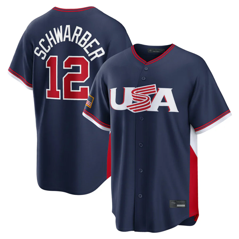 P.Phillies #12 Kyle Schwarber Player Navy USA World Classic Game Limited Hdoa Stitched Jerseys