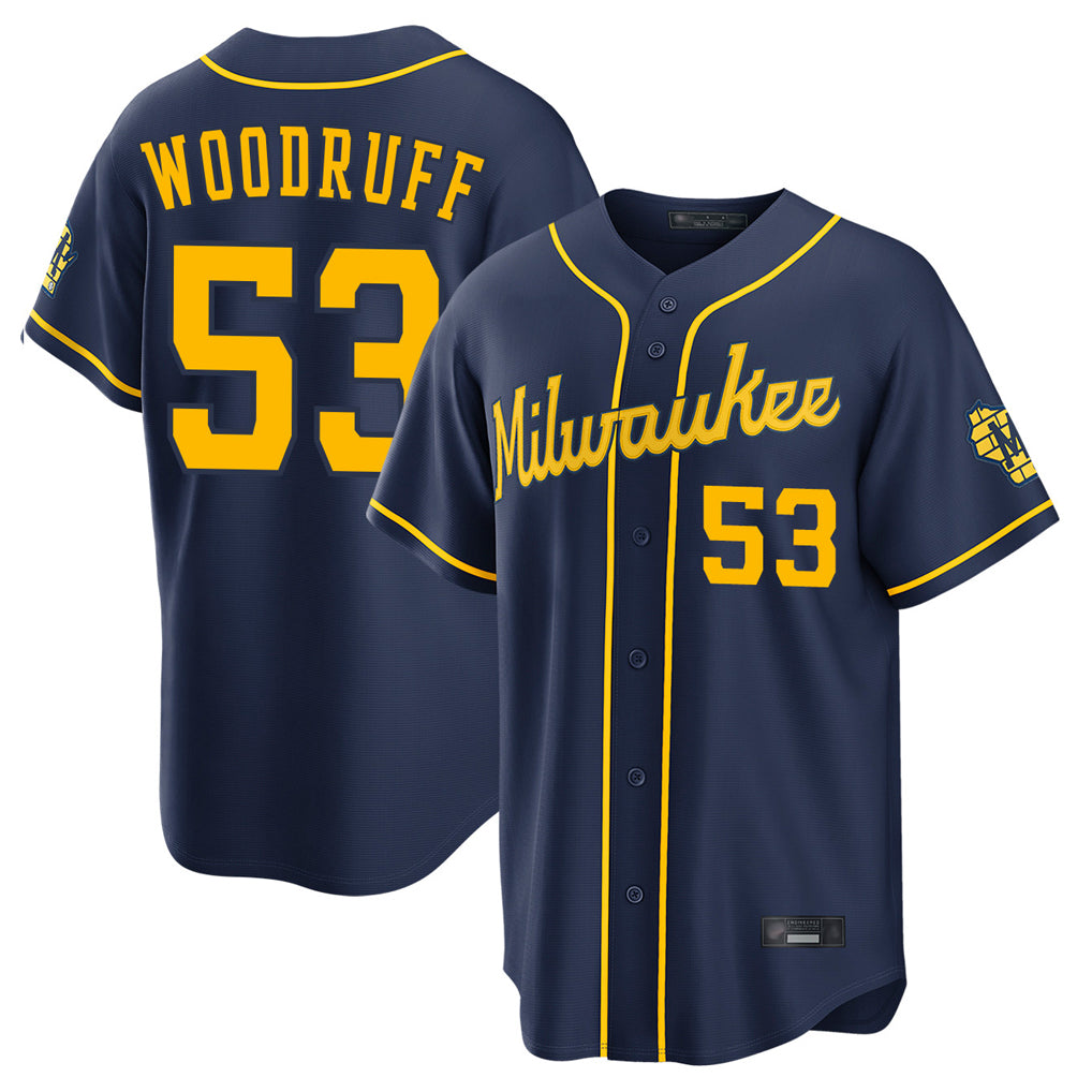 M.Brewers #53 Brandon Woodruff Player Navy Home Stadium Game Hdoa Stitched Jerseys
