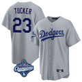 LA.Dodgers #23 Kyle Tucker Player Gray World Series Meet Game Hdoa Stitched Jerseys